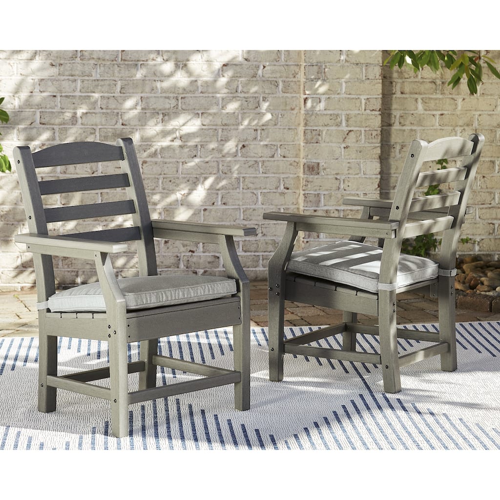 Signature Design by Ashley Visola Gray Outdoor Poly All Weather Arm Chair with Cushion, Set of 2 - 24"W x 25"D x 37"H