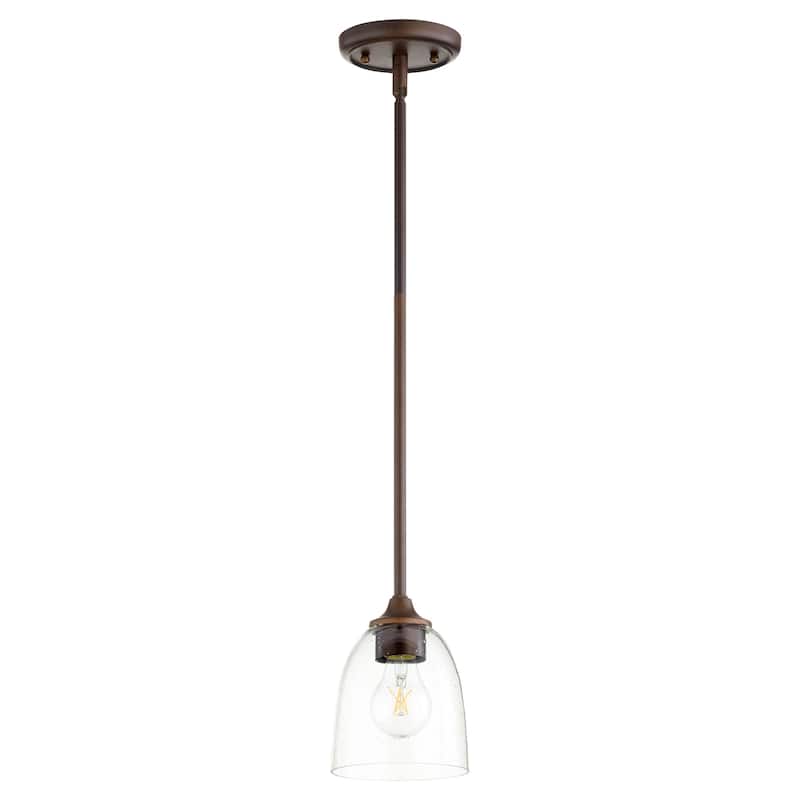 Quorum International Jardin 6" Wide Mini Pendant - Oiled Bronze / Clear Seeded
