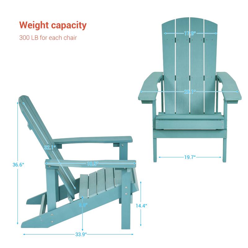 BONOSUKI Patio Adirondack Chair w/Cupholder,Weather Resistant-Set of 4