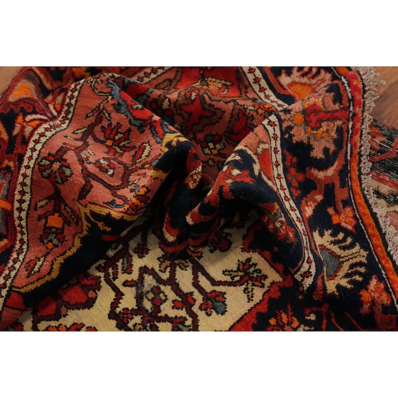 Hand Knotted Oriental 100% Wool Carpet Traditional Floral Navy Blue & Blues Sarouk Area Rug - 6' 2'' X 4' 7''