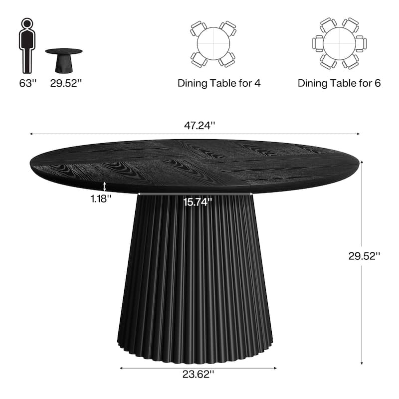 Wood Dining Table, Round Kitchen Table, Living Room Bistro Dinner Accent Table