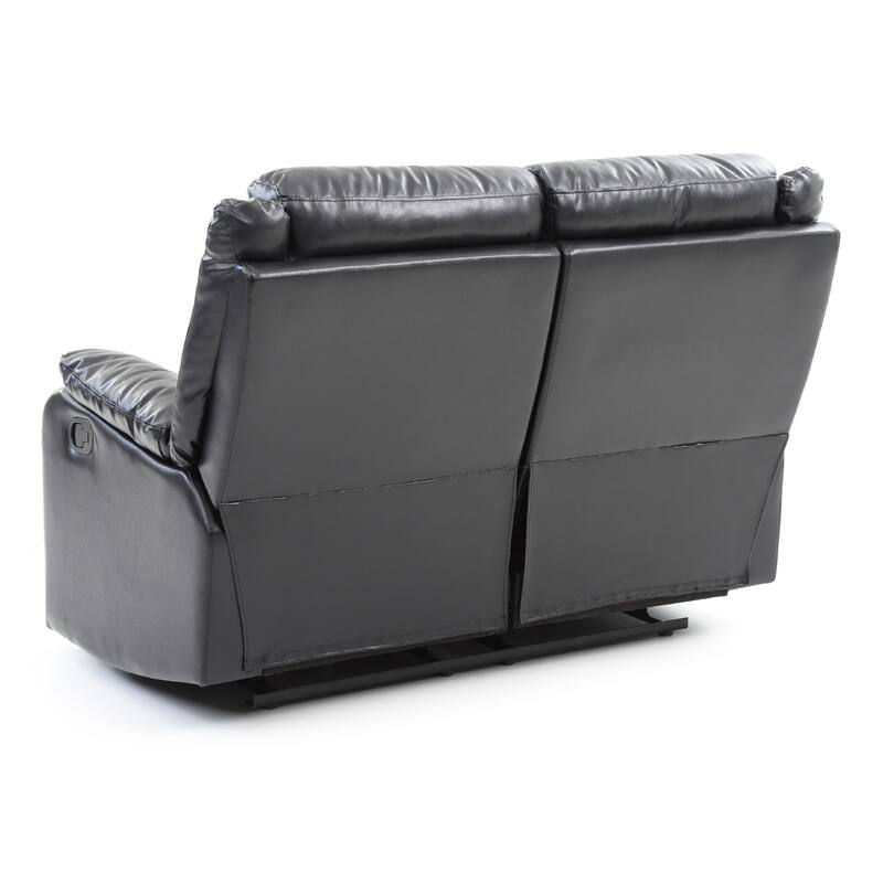 Faux leather 2-Seater Reclining Sofa - 55" - Black