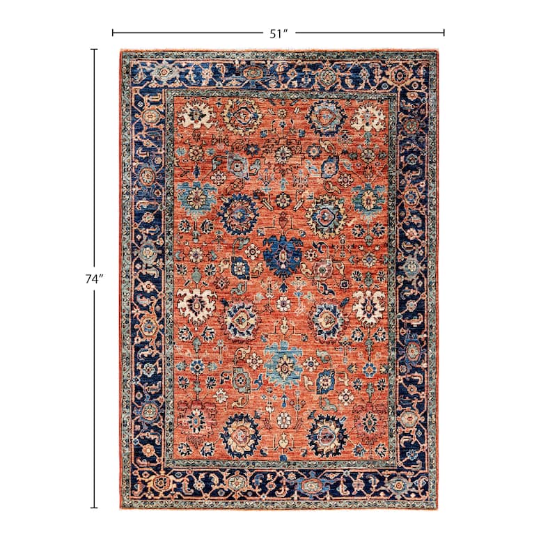 Serapi One-of-a-Kind Hand-Knotted Area Rug - Orange - 4' 3" x 6' 2"