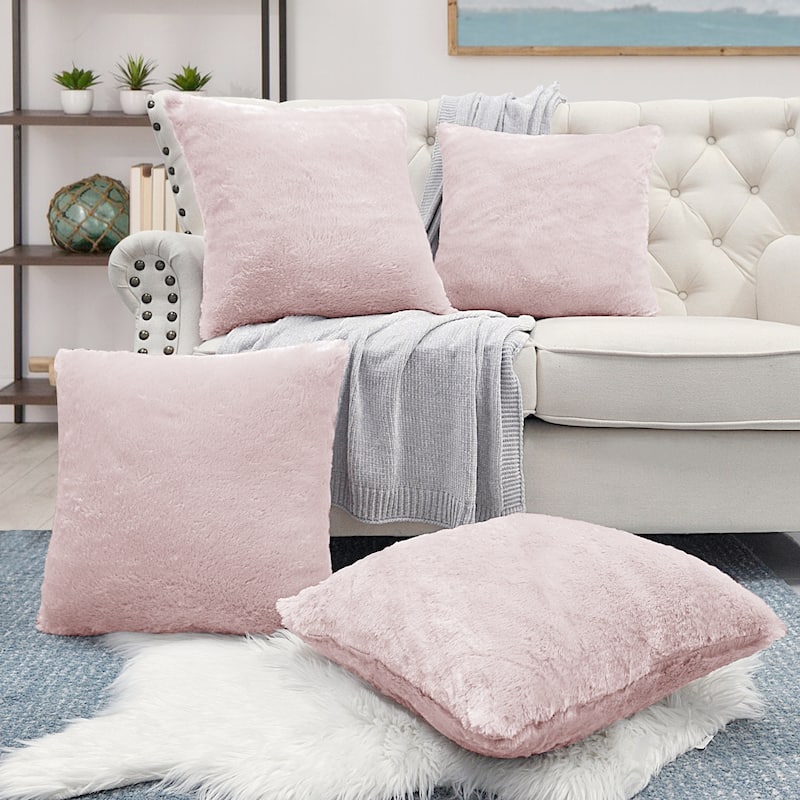 Fauxfur Pillow Shell Set 20'X20" - Peach Blush