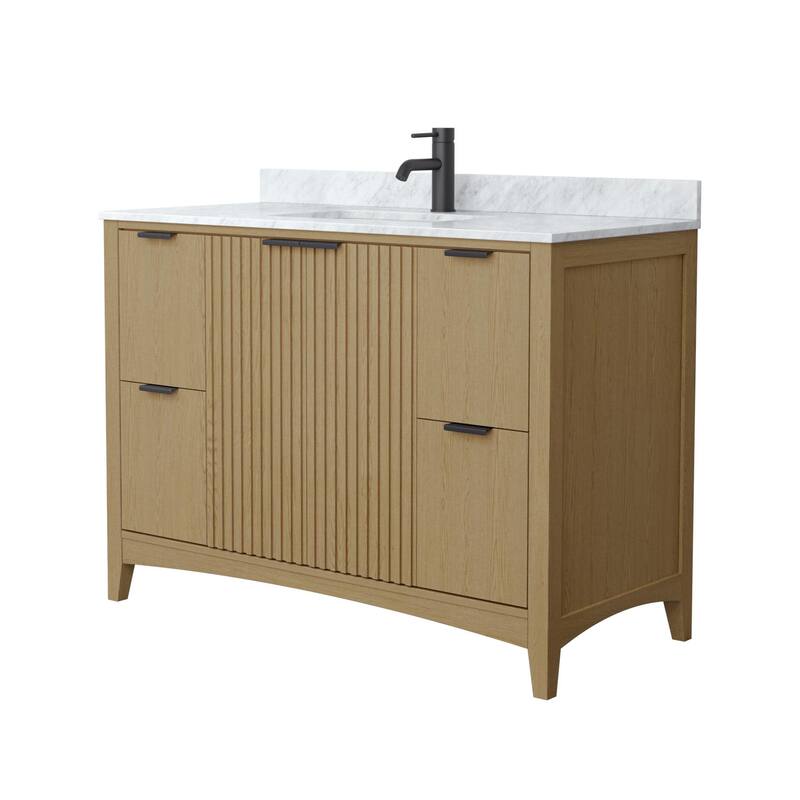 Wyndham Collection WCF9191-48S-CMUNSMXX Palmilla 48" Free Standing - Natural Oak / Matte Black Hardware