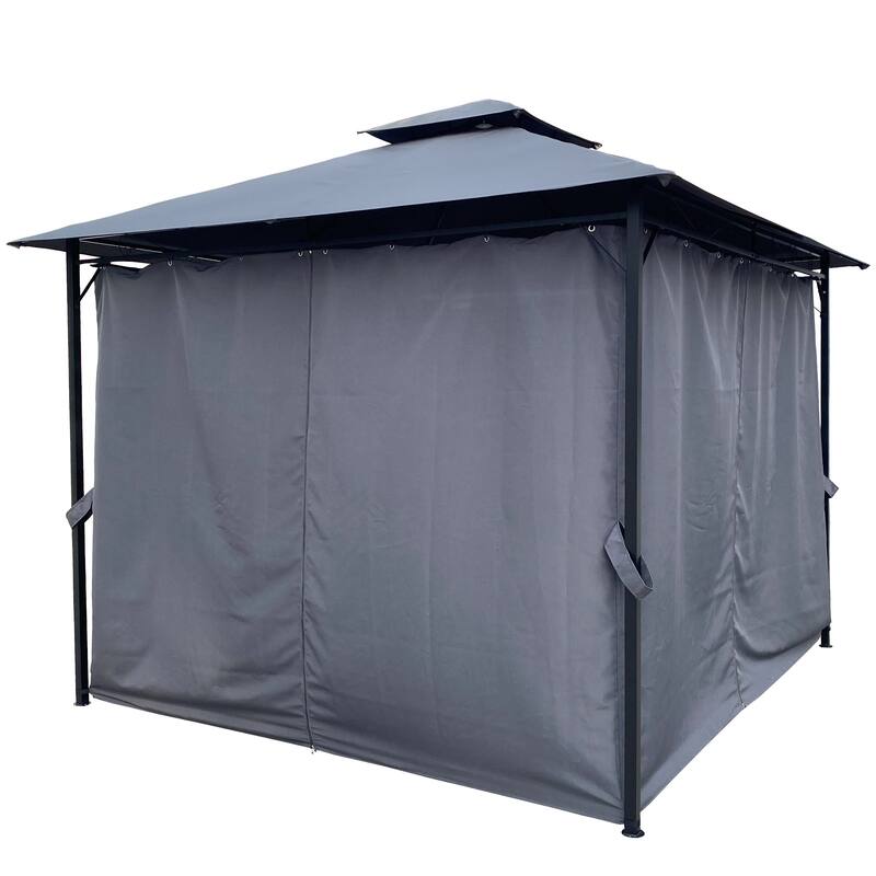 10x10 Ft Outdoor Patio Garden Gazebo Tent, Outdoor Shading, Gazebo Canopy With Curtains