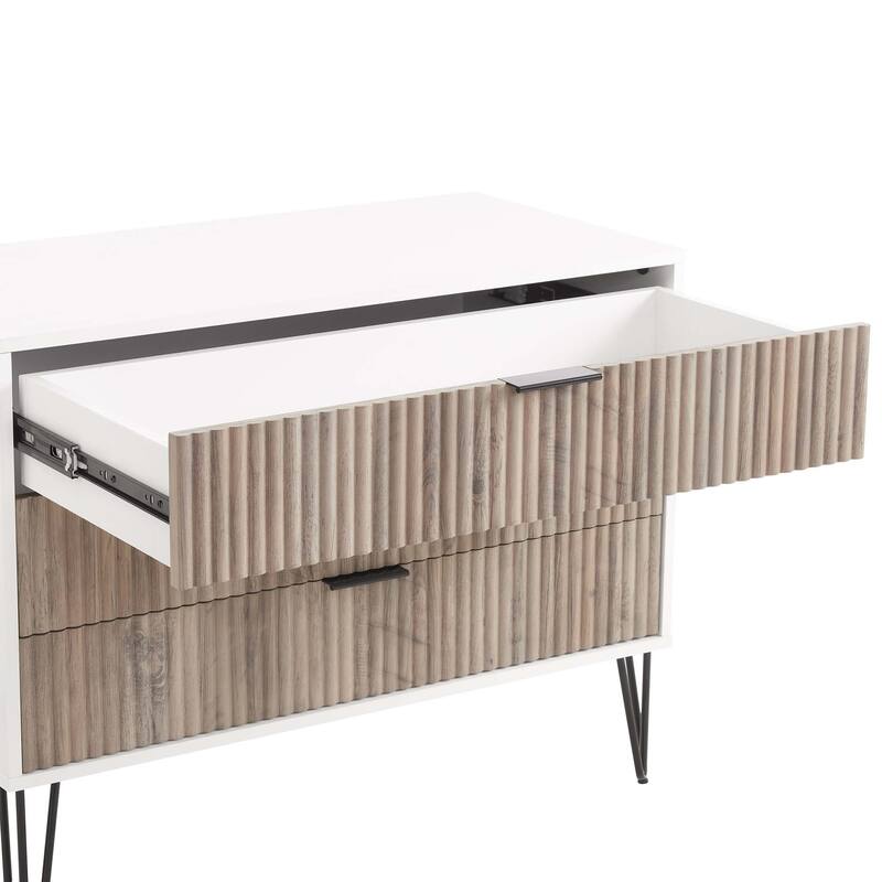 Manhattan Comfort 2-Piece Dumbo Modern Standard 3-Drawer Dresse 2.0 Nightstand Set