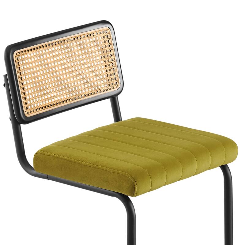 Velvet Upholstered Rattan Counter/Bar Stools, Set of 2/3