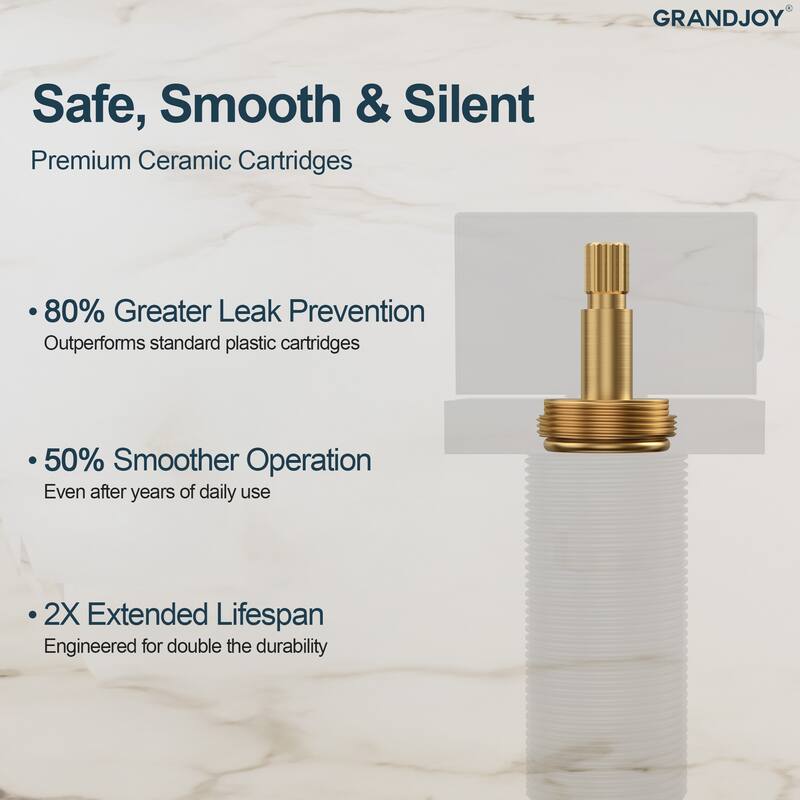 GRANDJOY High Arc Double Handle Bathroom Sink Faucet with Drain