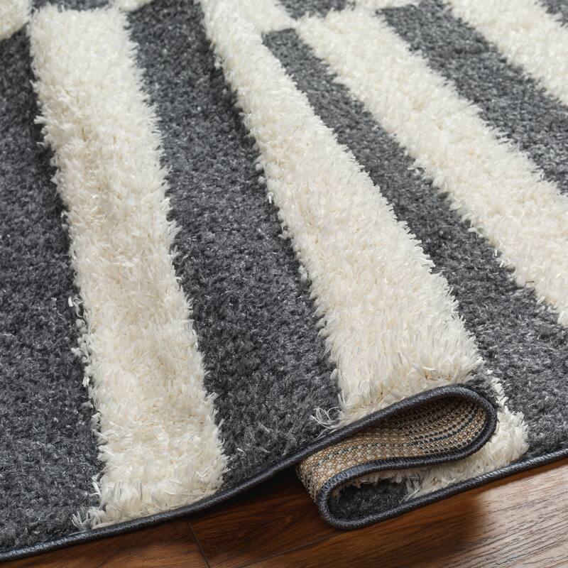 Livabliss Rodos Modern Striped Plush Area Rug