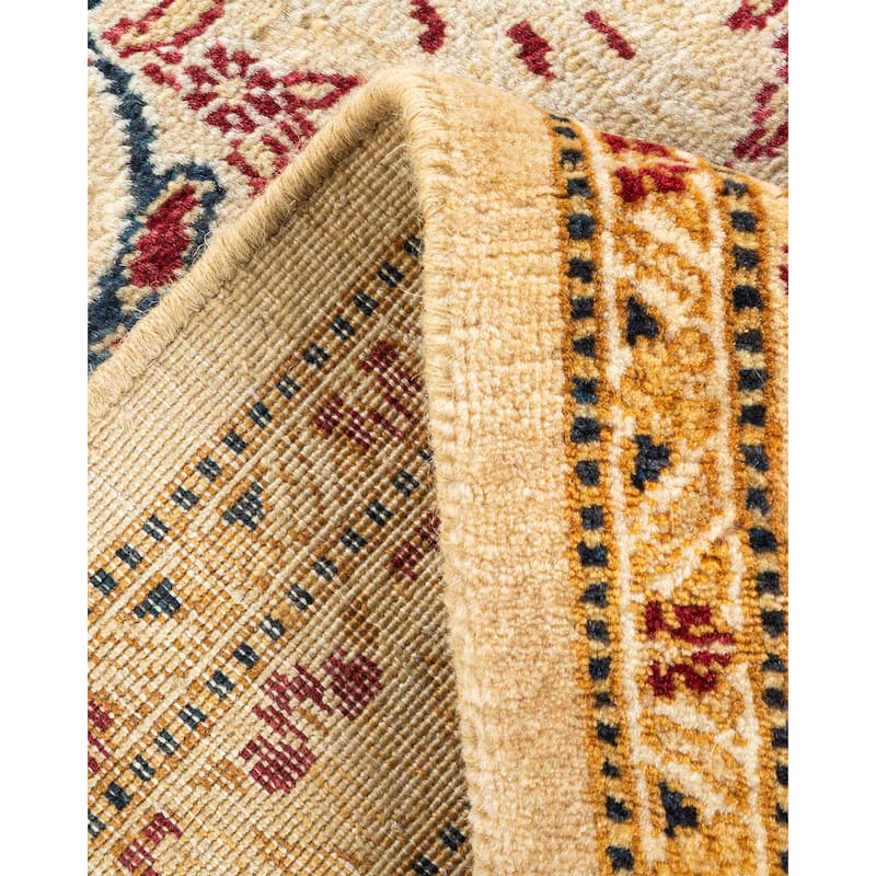 Overton Handknotted Wool Traditional Oriental Ivory Area Rug - 6' x 9'