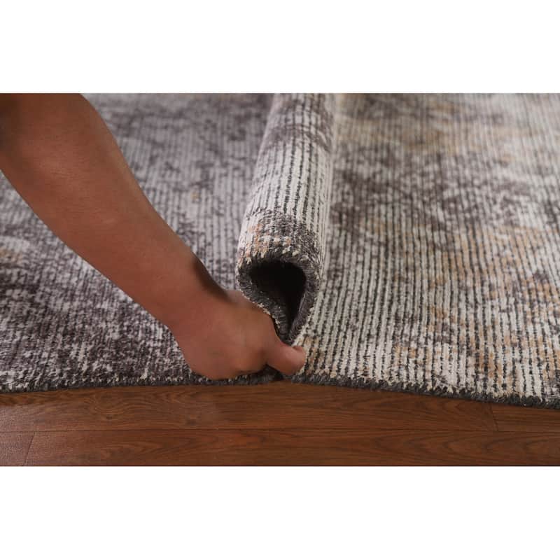 Beige Modern Abstract Area Rug Hand-Knotted Wool Carpet - 6'5"x 9'6"