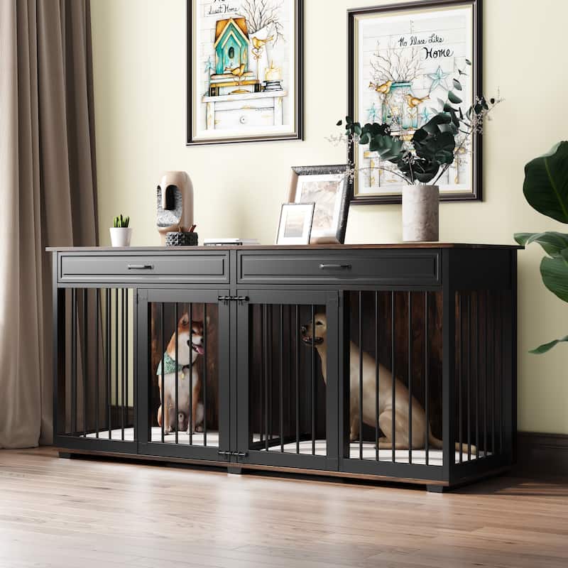 72.4"Indoor Dog House Furniture with Double Rooms for Small Large Dogs