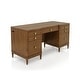 preview thumbnail 7 of 6, Furniture of America Mariey Mid-Century Modern Walnut Wood 6-Drawer Executive Desk with Keyboard Tray and Power Outlet