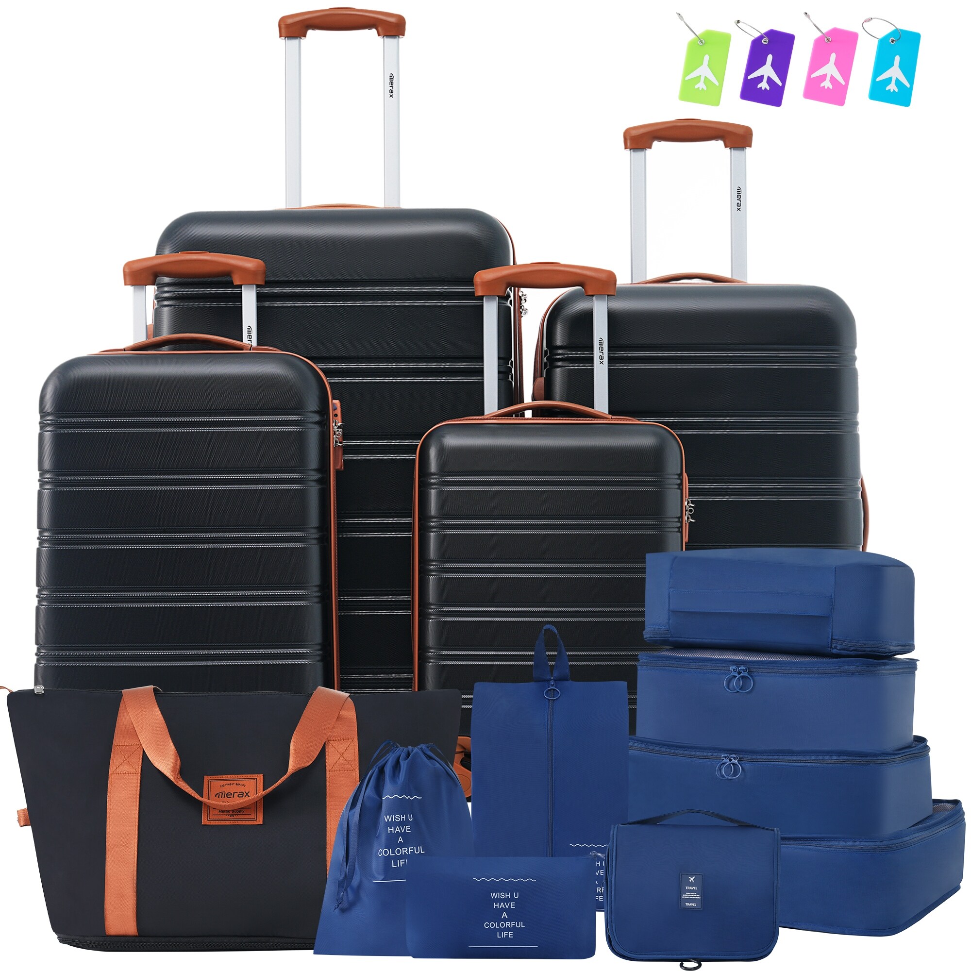 4-pcs Hardshell Luggage Sets Includes a Travel Bag, Storage Bags