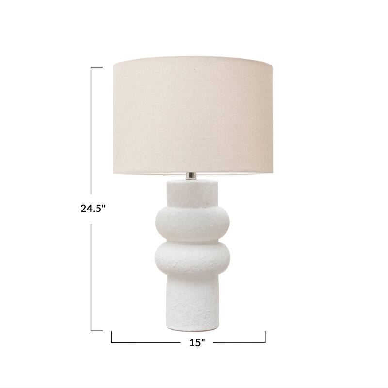Stoneware Table Lamp with Linen Shade - 15.0"L x 15.0"W x 24.5"H