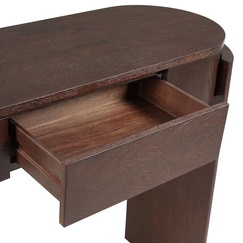 Modern Fluted-Leg Entryway Console Table with Oval Top & Dual Drawers by Harper&Bright Designs