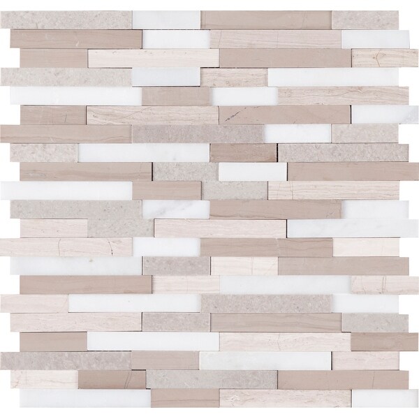 MSI SMOT-PNS-AIL3D-6MM Arctic Storm - 12" x 12" Linear Mosaic Sheet - Honed Marble Visual - Sold by Carton (15 SF/Carton)