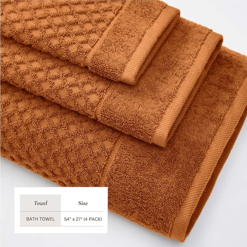 Linery & Co. Cotton Diamond Waffle Texture Bath Towels