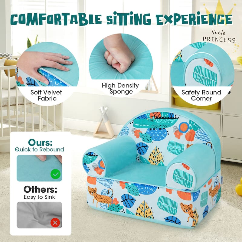 Gymax Kids Sofa Foam Filled Armchair Cheetah Cuddly Toddler Couch w/
