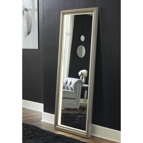 Signature Design by Ashley Kendalynn Champagne Floor Mirror with LED Light - 28"W x 2"D x 66"H