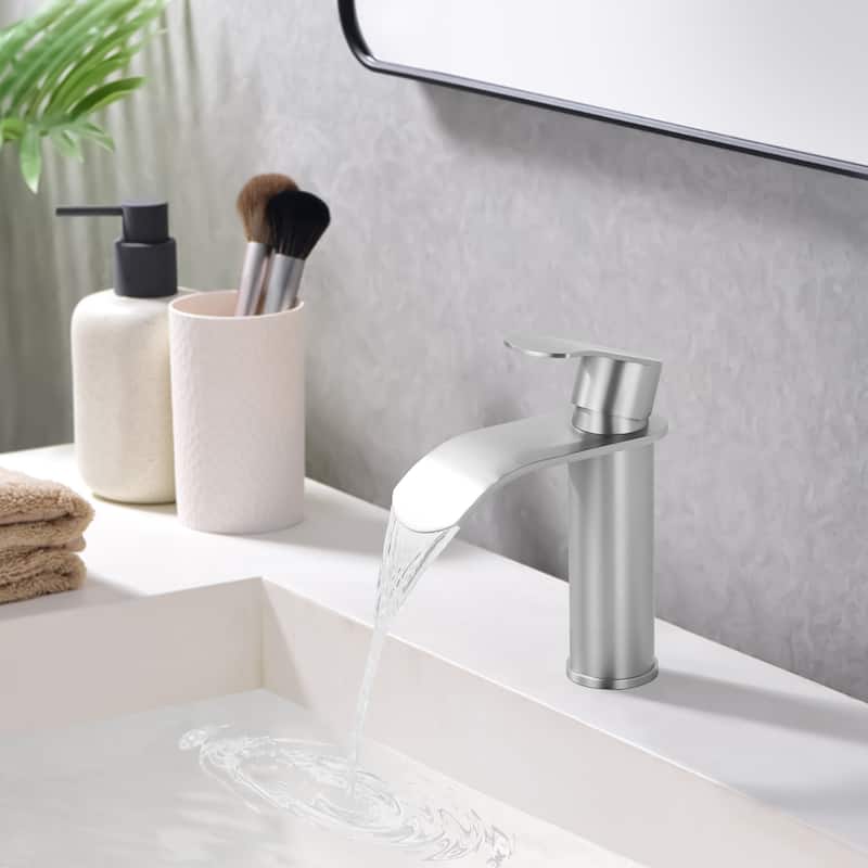 WOWOW Water Fall Bathroom Faucet with Deckplate Included