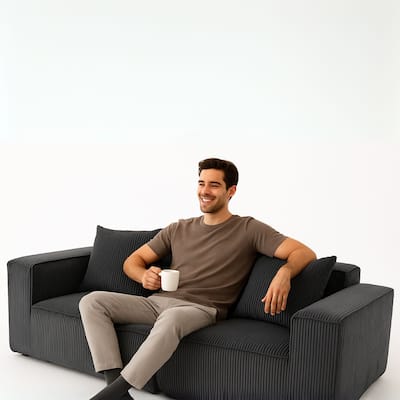 GDFStudio - Solaro Series Multi-Person Modular Compression Sofa with Distinct Textures and Corduroy Comfort