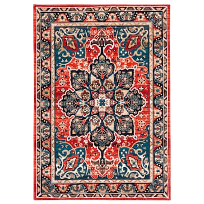 SAFAVIEH Riviera Machine Washable Slip Resistant Wilma Oriental Rug - 6'7" Square