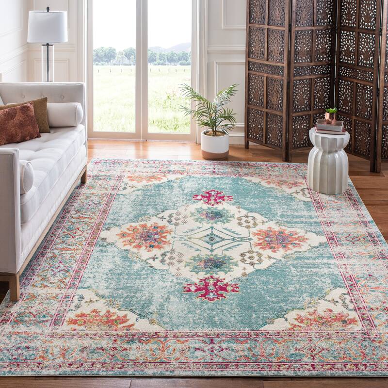 SAFAVIEH Crystal Yukie Vintage Boho Oriental Rug - 8' x 10' - Cream/Turquoise