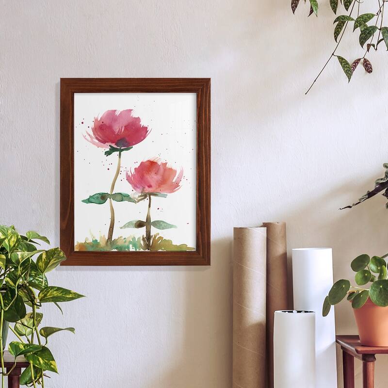 Pink Fleurs I -Framed Print w/glass-Cherry Red