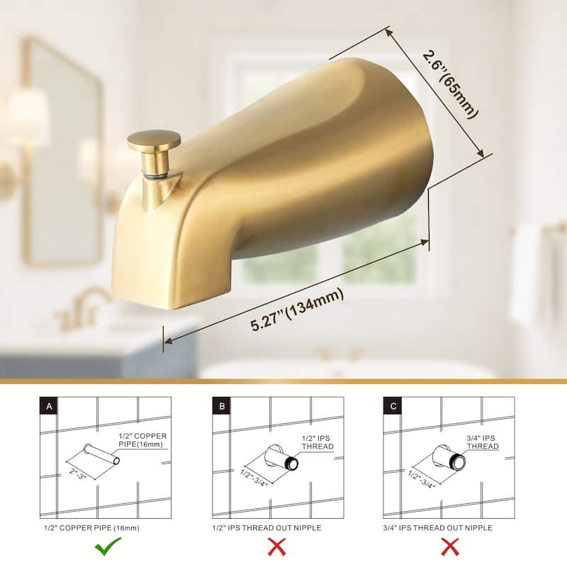 WOWOW Integrated Diverter Bathtub Spout