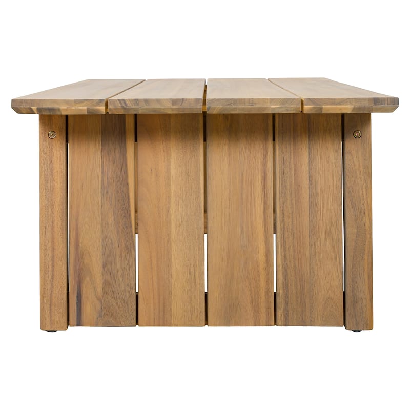SAFAVIEH Outdoor Patio Furniture Kento Solid Wood Slatted Coffee Table - 47"W x 24"D x 15"H