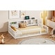 preview thumbnail 17 of 37, Twin XL Size Wood Daybed with Bedside Storage Cabinets, Modern Kids Floor Bed Frame with Charging Station