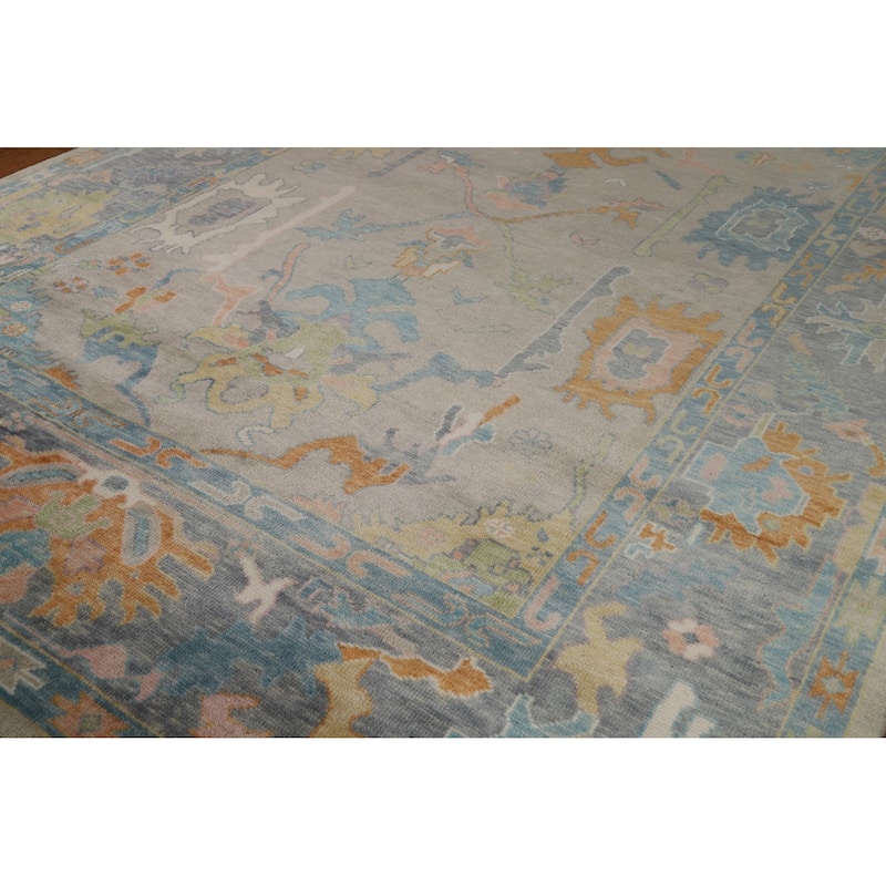 Transitional Oushak Area Rug Handmade Bedroom Wool Carpet - 9'1"x 12'0"