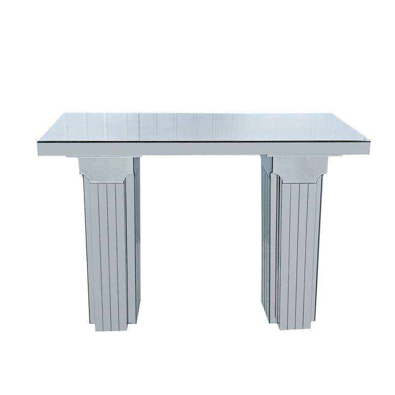 Mirrored Console Table Wide Bling Silver Mirror Entryway Desk Modern Rectangle Sofa Table Entryway Tables for Living Room