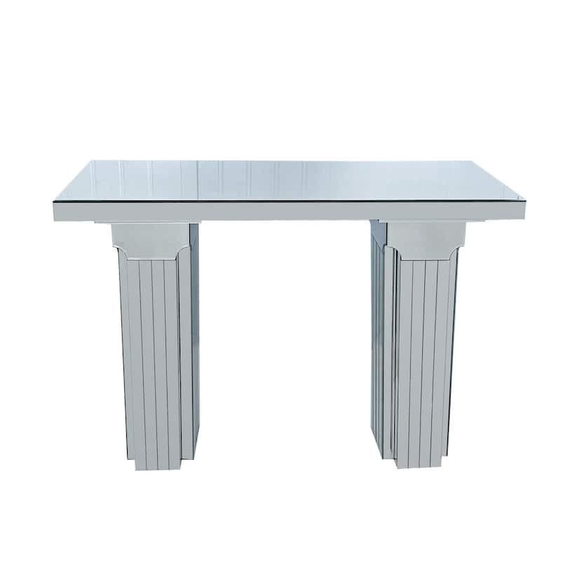 Mirrored Console Table Wide Bling Silver Mirror Entryway Table Modern Rectangle Sofa Table Entryway Desk for Living Room