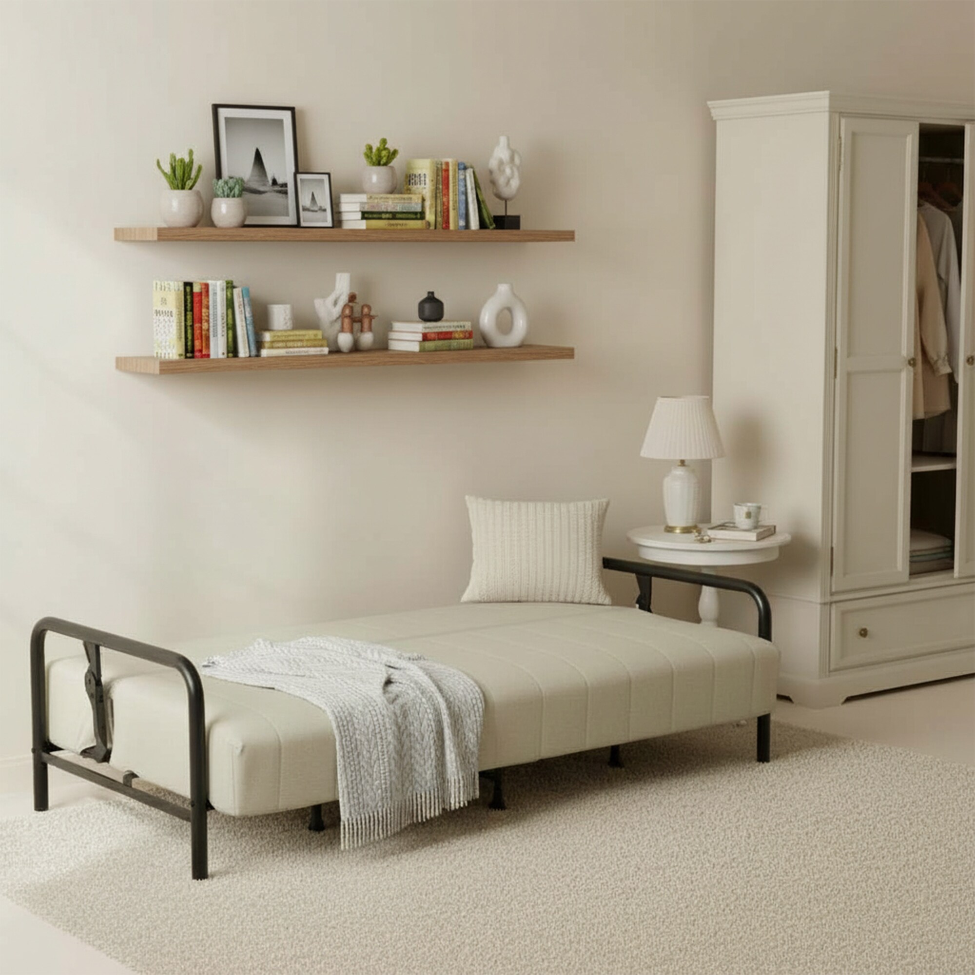 Homy Casa Modern Convertible Sofa Bed, Metal Frame Futon Couch