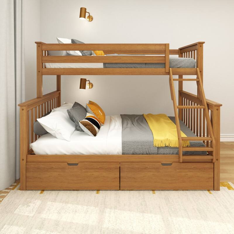 Max and Lily Twin XL over Queen Bunk Bed with Storage Drawers