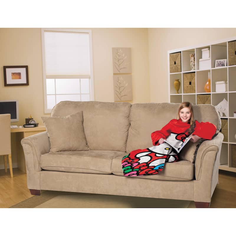 Sanrio Hello Kitty Smitten Silk Touch Comfy Throw Blanket with Sleeves