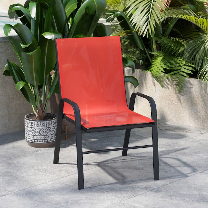 Outdoor Stacking Sling Patio Chairs (Set of 4)