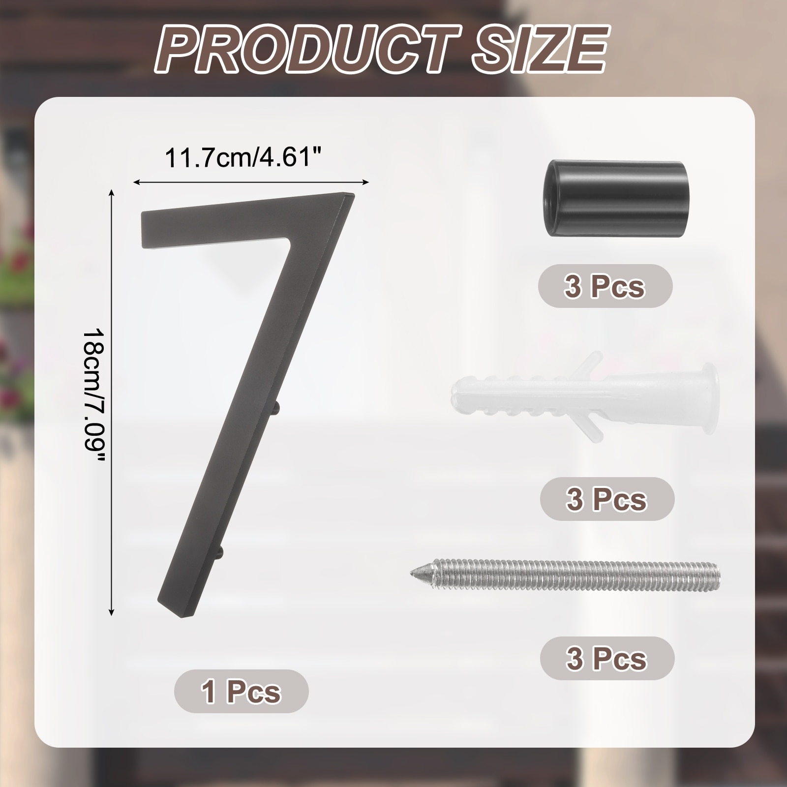 Floating House Numbers, Solid Aluminum Modern Address Number for Outside with Nails for Home Street Office Mailbox Sign - Black