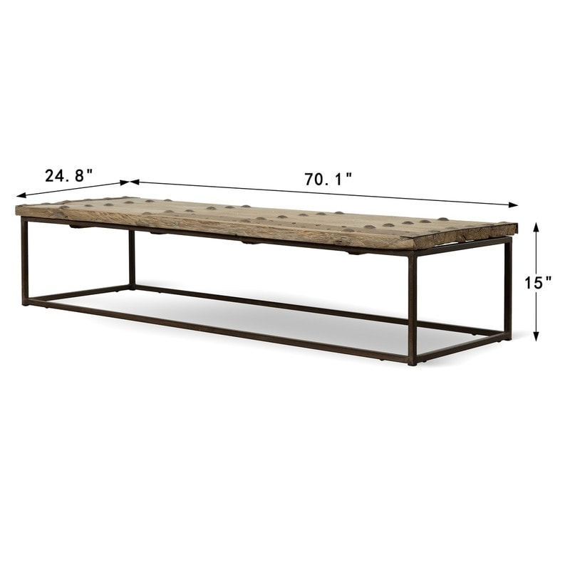 Vintage Iron-Studded Reclaimed Door Coffee Table Approx. 68-70