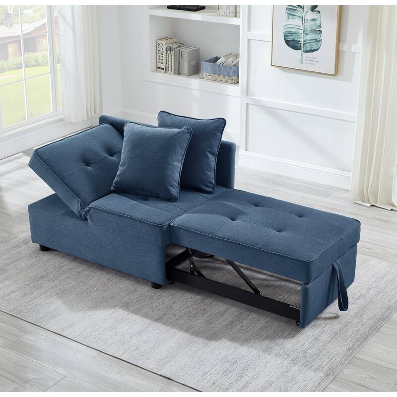 4-in-1 Sofa Bed - Convertible Recliner with Wood Frame
