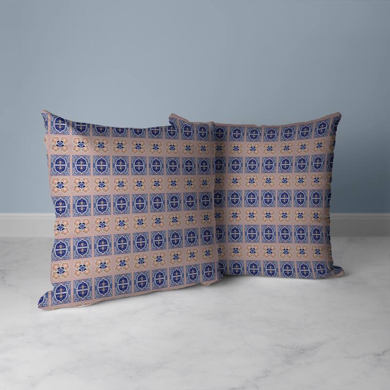 Darbari Dynasty Faux Suede Reversible Throw Pillow Blue and Silver