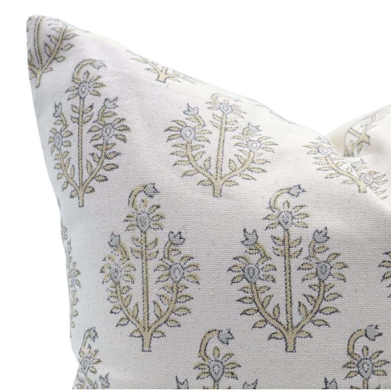 Fabdivine Hand Block Print Pillowcase in Cotton for Hotel Floral Cushion Cover Farmhouse Throw Décor, Coastal Tulip