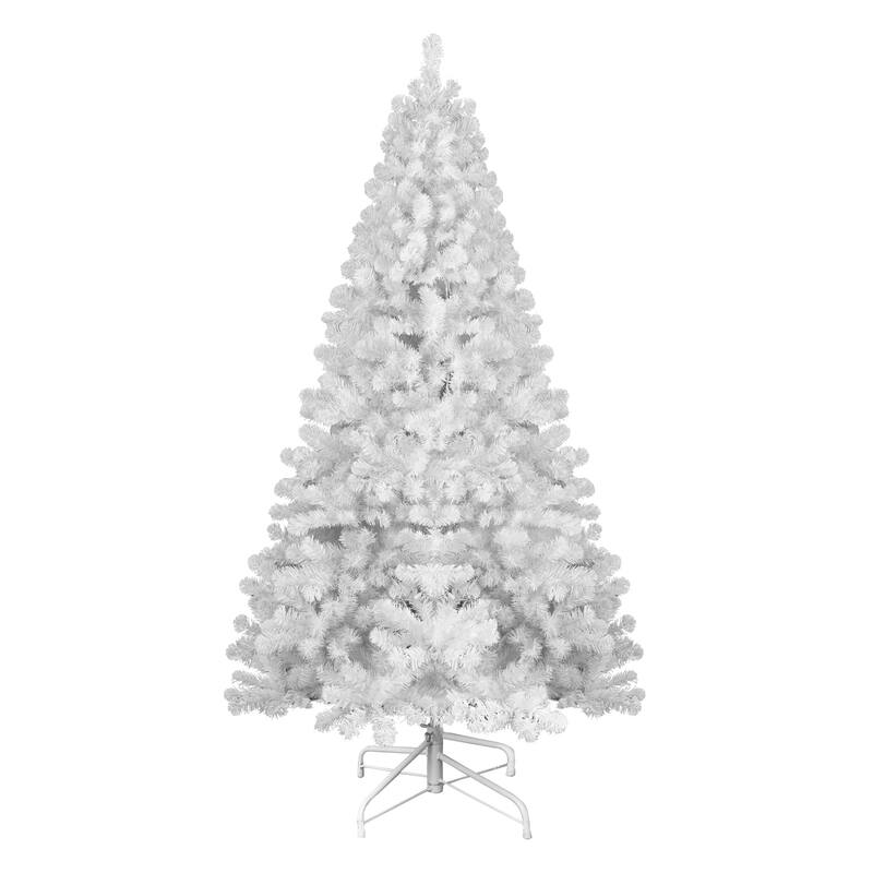 Unlit White Artificial Christmas Tree - Memory Wire, Hinged Branches, Easy Assembly