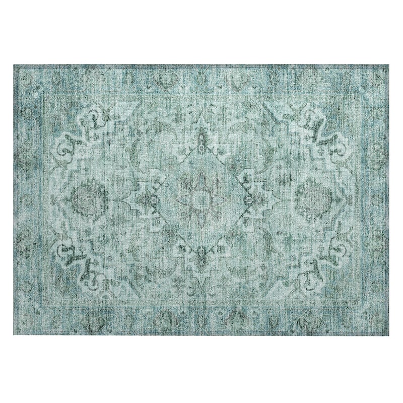 Machine Washable Indoor/Outdoor Traditional Vintage Chantille Rug