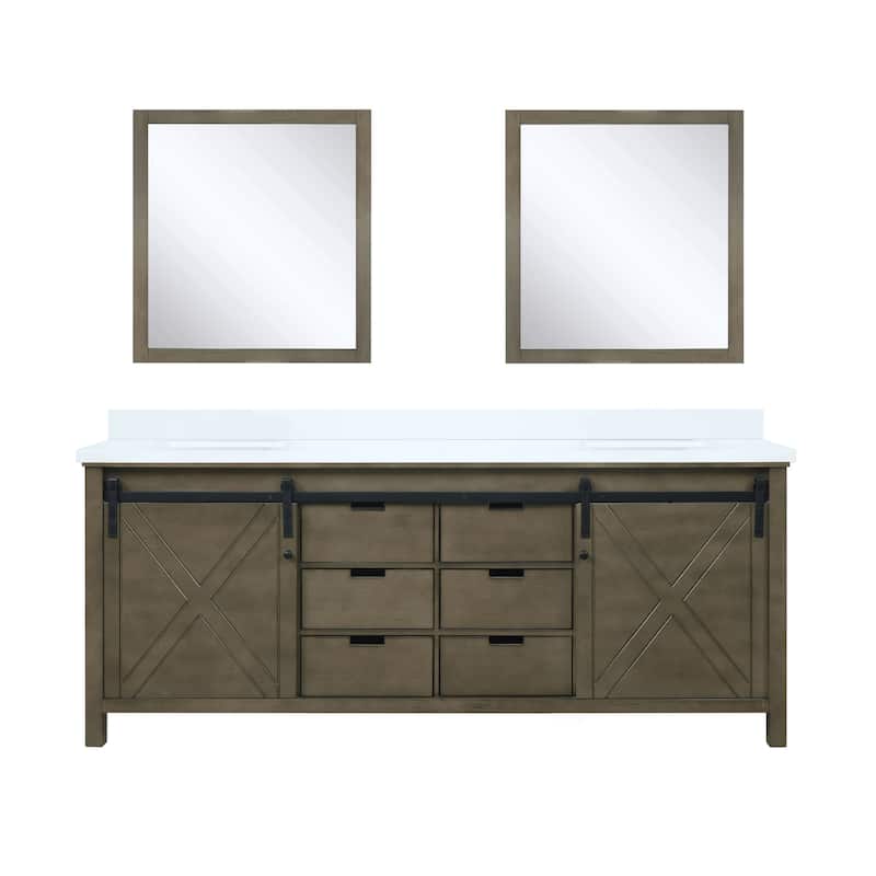 Marsyas 80 in W x 22 in D Brown Double Bath Vanity, Cultured Marble Countertop and 30 in Mirrors