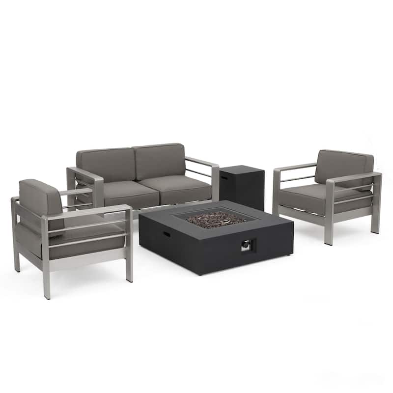 Cape Coral Outdoor 5-piece Fire Pit Chat Set by Christopher Knight Home