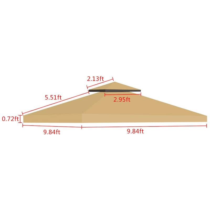 2-Tier Replacement Canopy Top Outdoor Garden Gazebo Roof - 10' x 10'